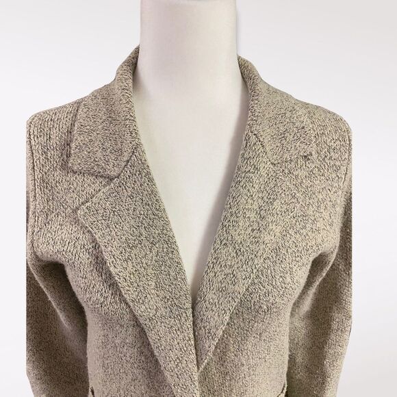 Monteau | Women’s Gray-White Open Front Cardigan With Pockets - Picture 3 of 7